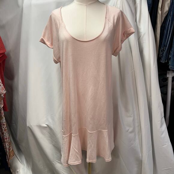 New Lanston Revolve Baby Pink Scoop Neck Tee Dress‎ Womens Medium Swing USA Made - Picture 12 of 14
